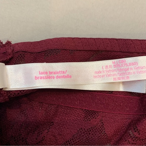 PINK Victoria’s Secret red wine lace longline bralette, M. - Picture 6 of 6